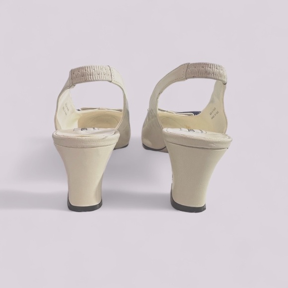 Vintage Leather Slingback Kitten Heel Sandals Neutrals Size 7.5 Women’s - Picture 9 of 10